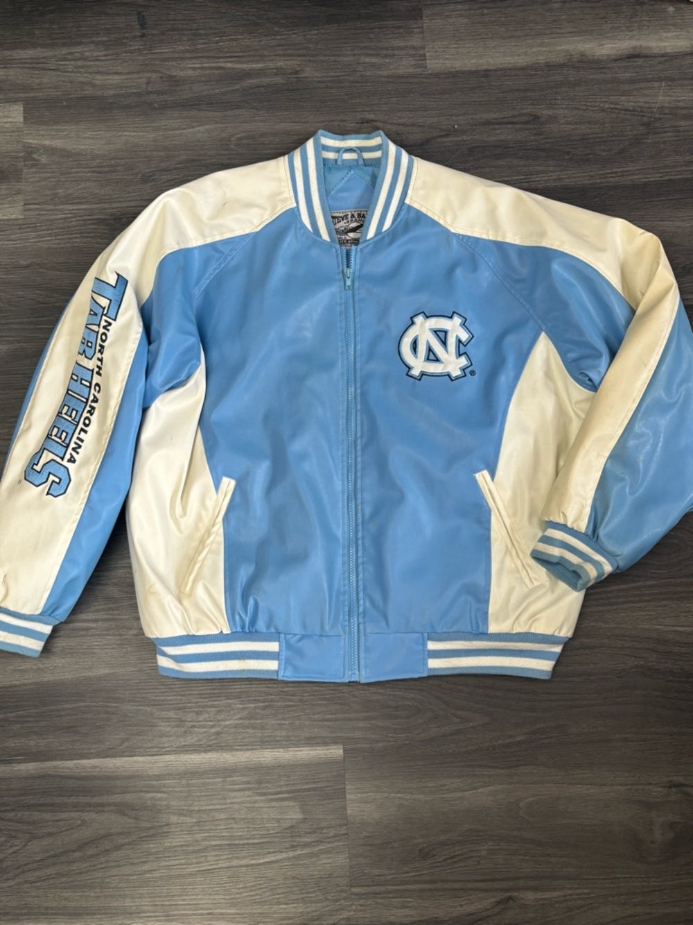 Vintage North Carolina Tar Heels Leather Jacket Steve & Barry embroidered XL